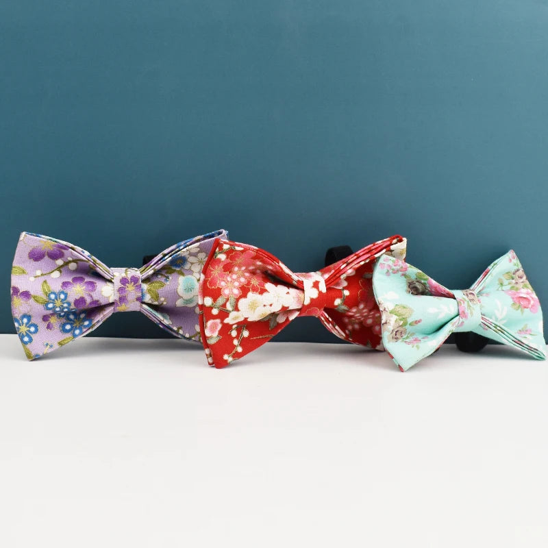 Luxury Tactical Dog Collar Leash Harness Set with Bow Tie Pets Accessories Quick Release Personalized Breakaway Polyester Blends