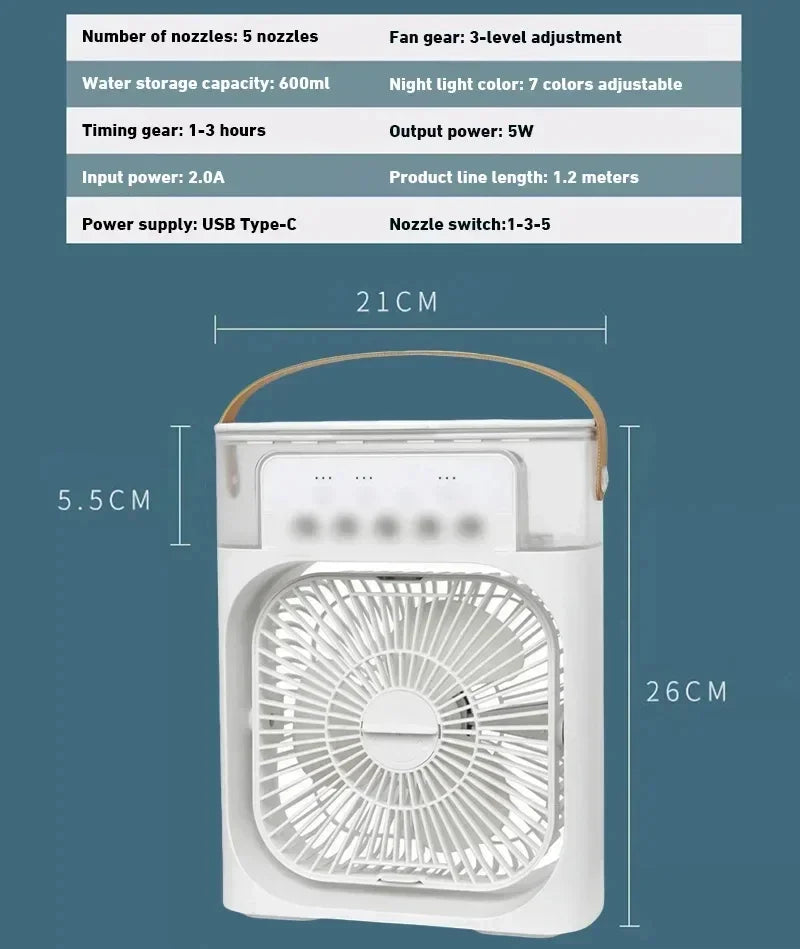Xiaomi 3-in-1 Portable Fan Air Conditioners Fan With LED Night Light Household Small Air Cooler For Office Home Adjustable Fan