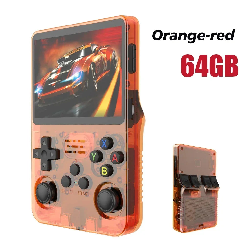 R36S Portable Video Game Console 128GB Orange IPS Screen Linux System 64GB with 15000 Retro Games Pocket Handheld Player
