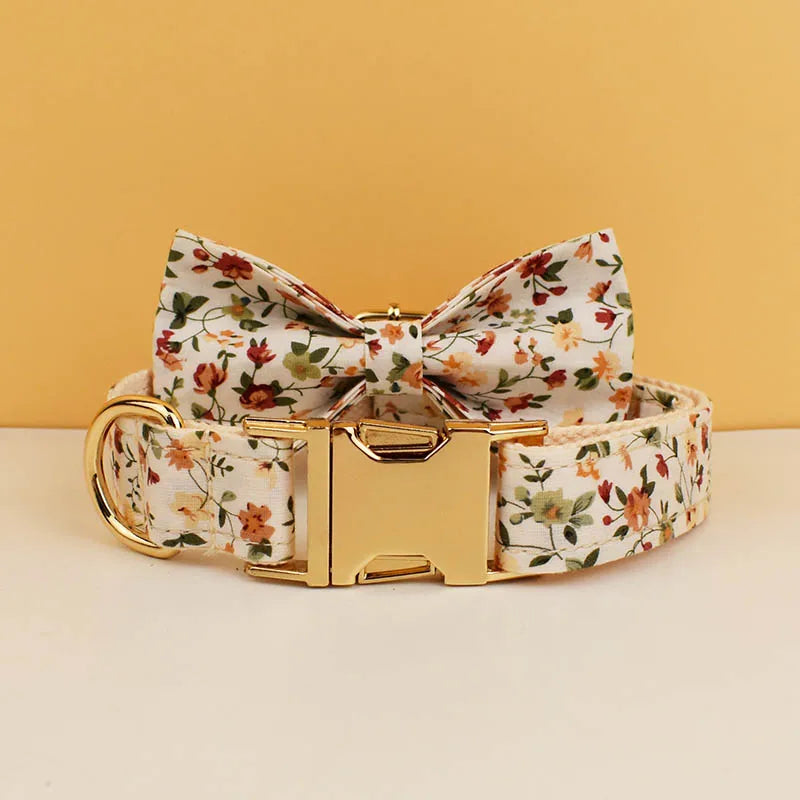 Luxury Tactical Dog Collar Leash Harness Set with Bow Tie Pets Accessories Quick Release Personalized Breakaway Polyester Blends
