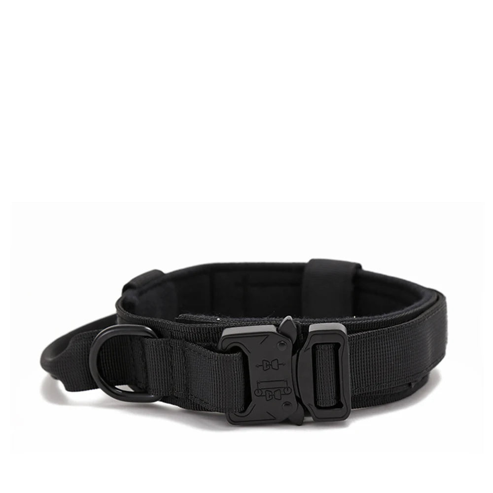 Durable Nylon Pet Dog Collar Leash Set Reflective Tactical Training Harness Large Dog Quick Release Solid Color Collars for Dogs