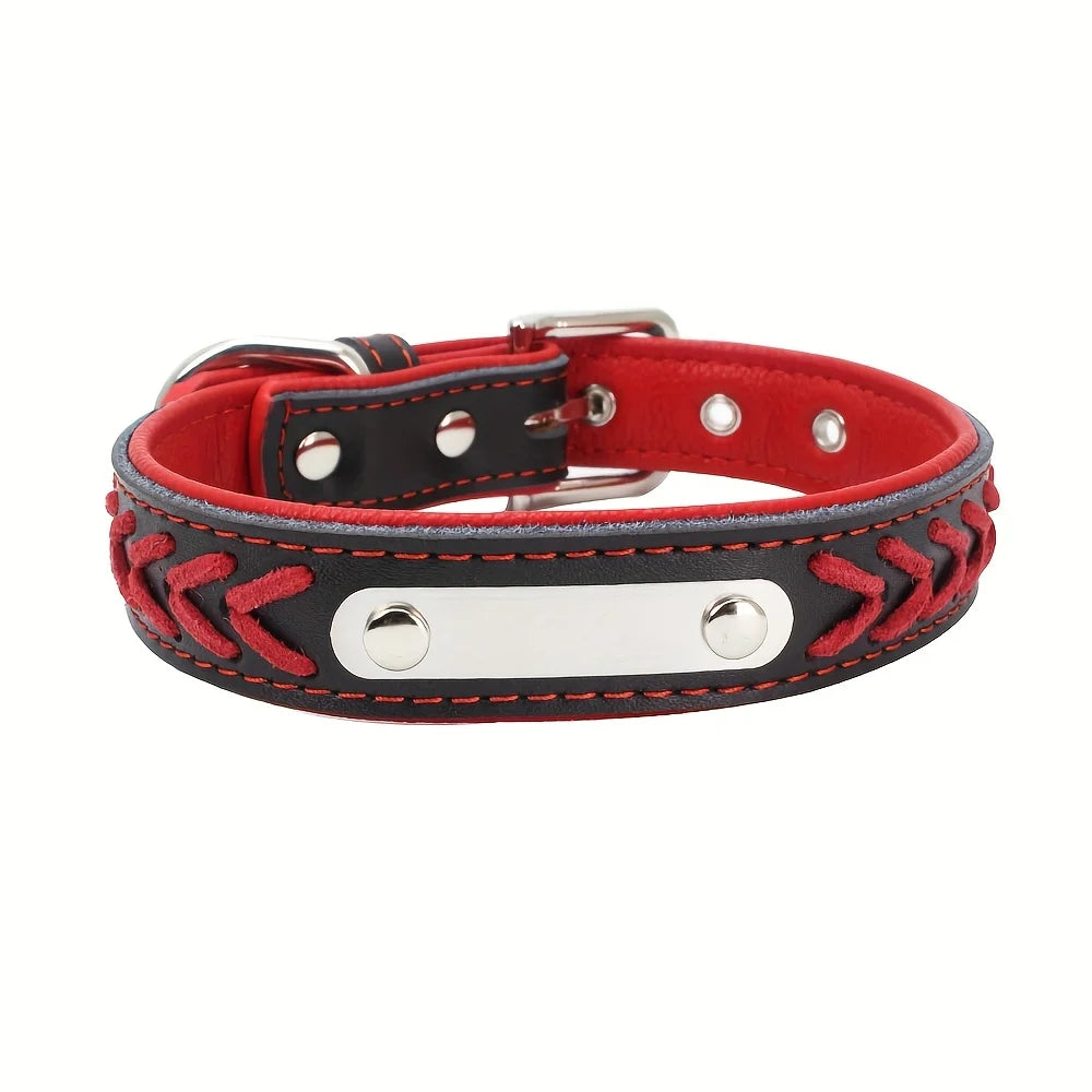 Personalized Dog Collars for Small Medium Large Dogs,Custom Dog Collar with Name Plate,Braided Leather Dog ID Collars, Option to