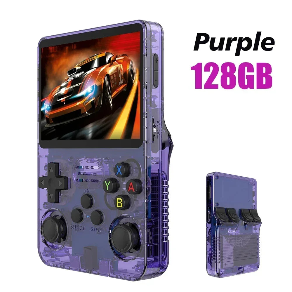 R36S Portable Video Game Console 128GB Orange IPS Screen Linux System 64GB with 15000 Retro Games Pocket Handheld Player