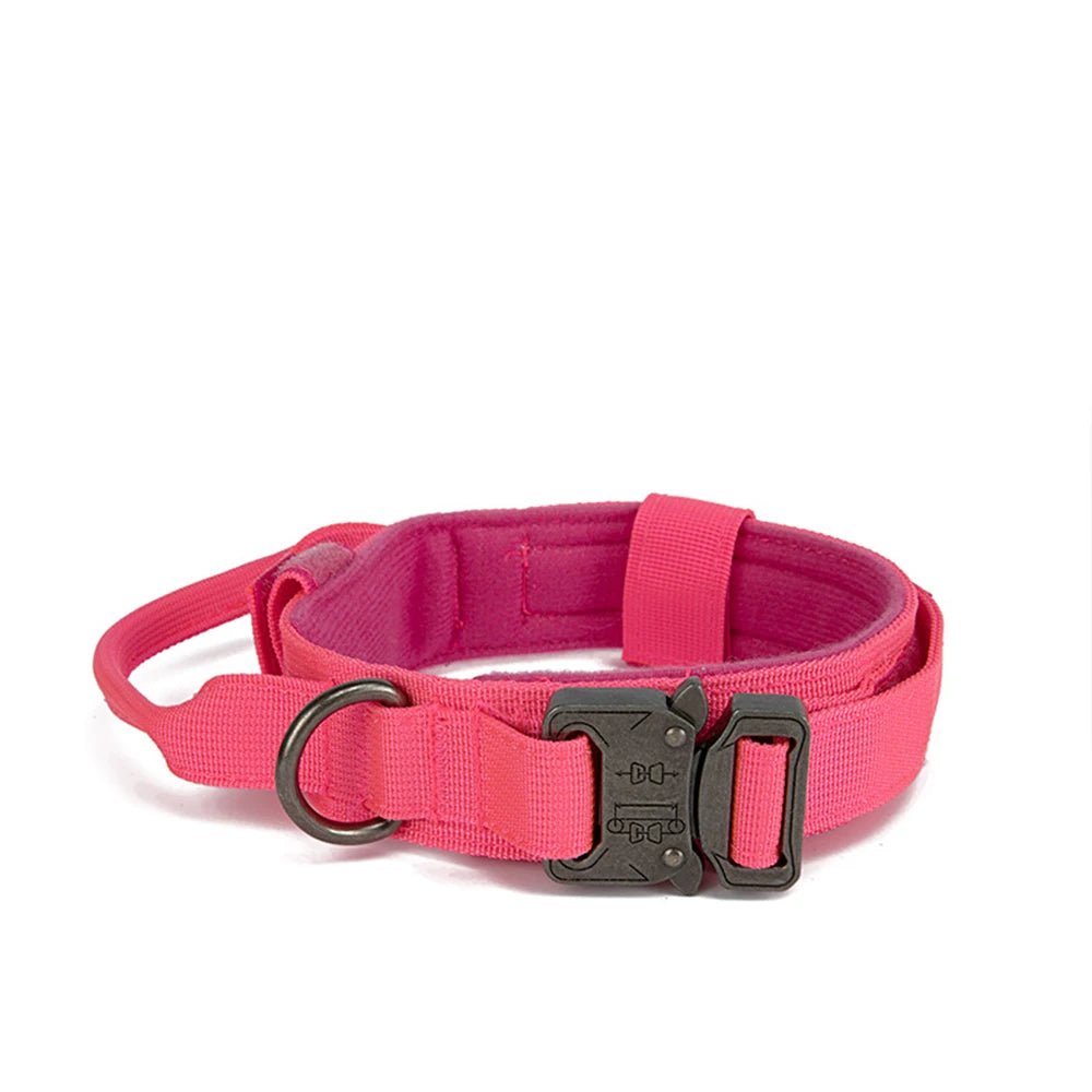 Durable Nylon Pet Dog Collar Leash Set Reflective Tactical Training Harness Large Dog Quick Release Solid Color Collars for Dogs