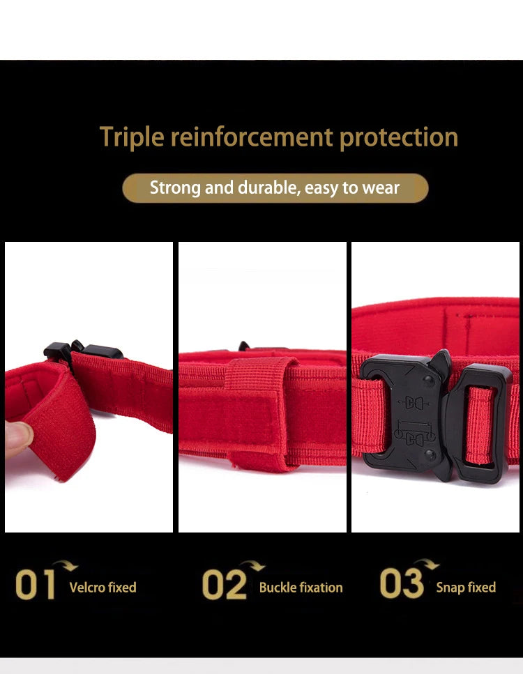 Durable Nylon Pet Dog Collar Leash Set Reflective Tactical Training Harness Large Dog Quick Release Solid Color Collars for Dogs