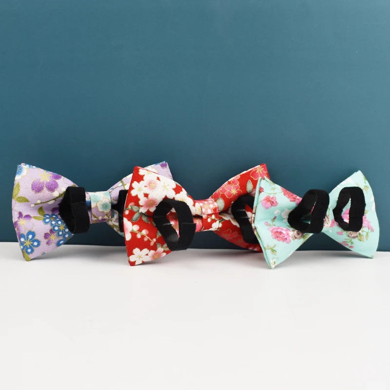 Luxury Tactical Dog Collar Leash Harness Set with Bow Tie Pets Accessories Quick Release Personalized Breakaway Polyester Blends