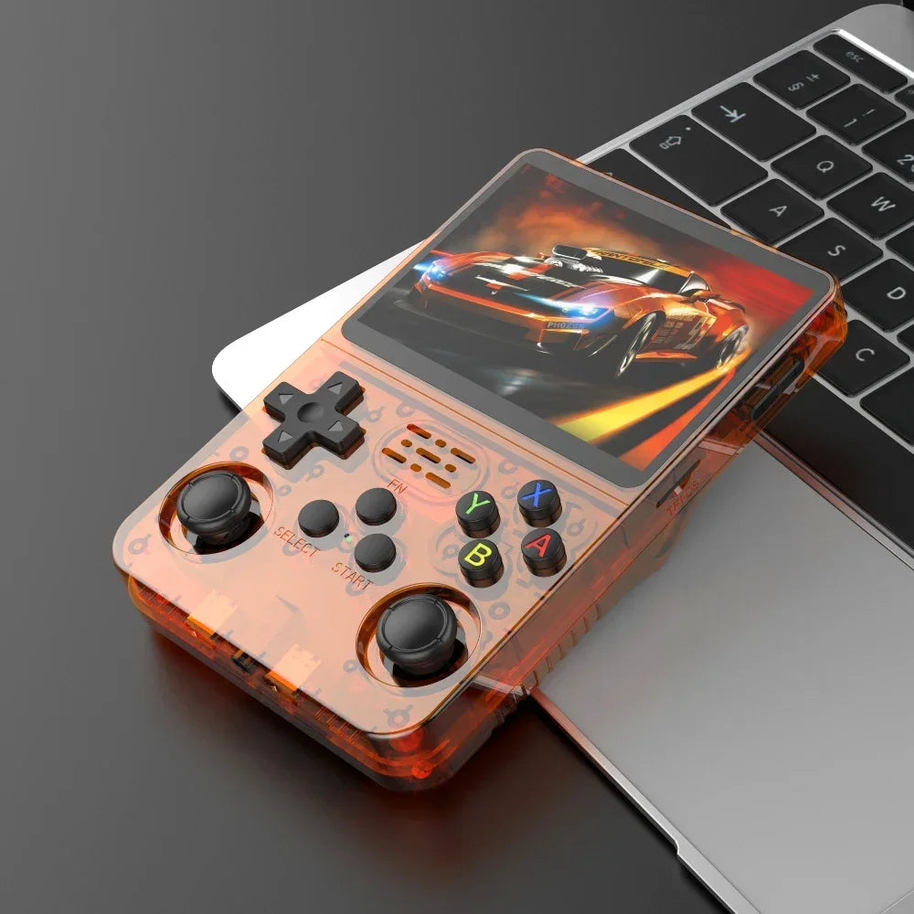 R36S Portable Video Game Console 128GB Orange IPS Screen Linux System 64GB with 15000 Retro Games Pocket Handheld Player