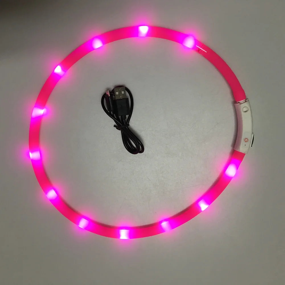 LED Dog Collar Light Up Dog Collars USB Rechargeable Glow Safety Basic Dog Collars for Large Medium Small Dogs Cats Night