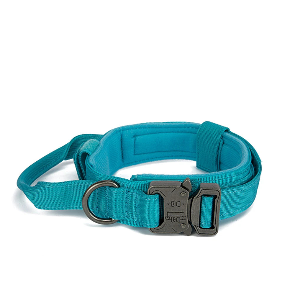 Durable Nylon Pet Dog Collar Leash Set Reflective Tactical Training Harness Large Dog Quick Release Solid Color Collars for Dogs