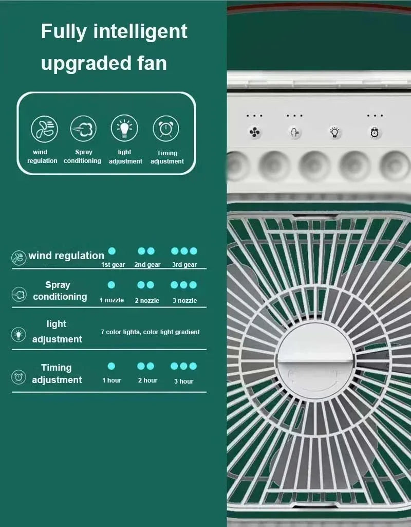 XIAOMI Portable Fan 3 in 1 Humidifier Air Adjustment LED Light Household USB Chargeable Air Conditioner Office Moisturizing Fans
