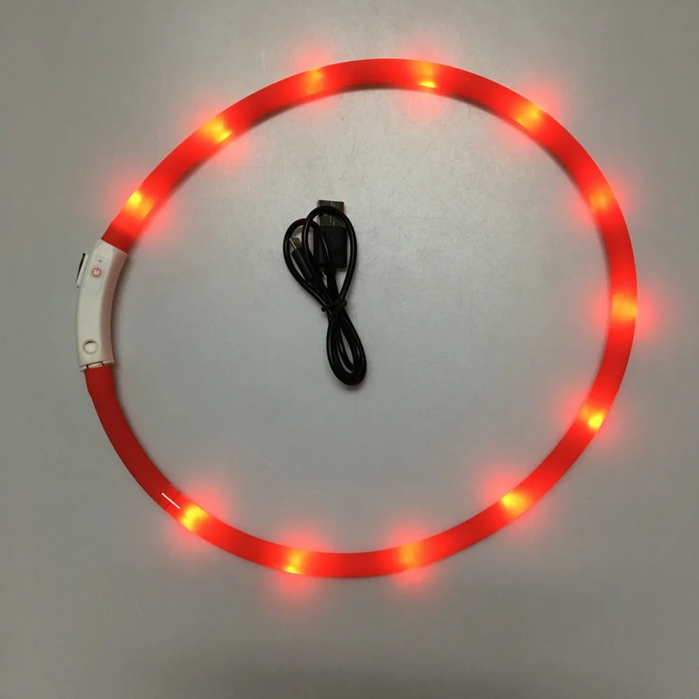 LED Dog Collar Light Up Dog Collars USB Rechargeable Glow Safety Basic Dog Collars for Large Medium Small Dogs Cats Night