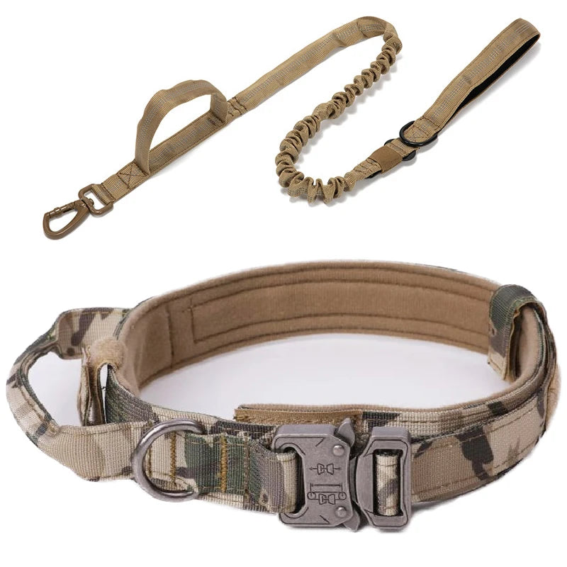 Durable Nylon Pet Dog Collar Leash Set Reflective Tactical Training Harness Large Dog Quick Release Solid Color Collars for Dogs
