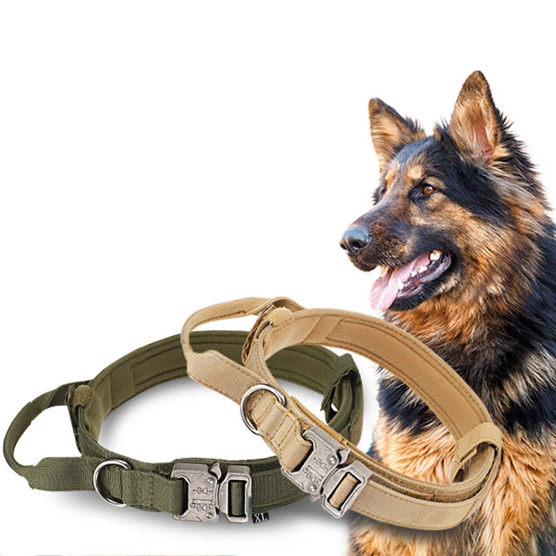 Durable Nylon Pet Dog Collar Leash Set Reflective Tactical Training Harness Large Dog Quick Release Solid Color Collars for Dogs