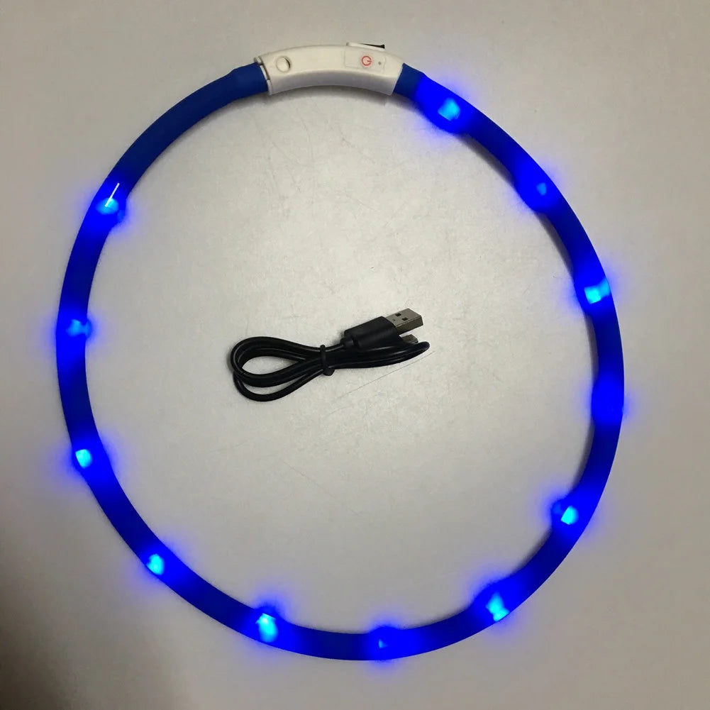LED Dog Collar Light Up Dog Collars USB Rechargeable Glow Safety Basic Dog Collars for Large Medium Small Dogs Cats Night