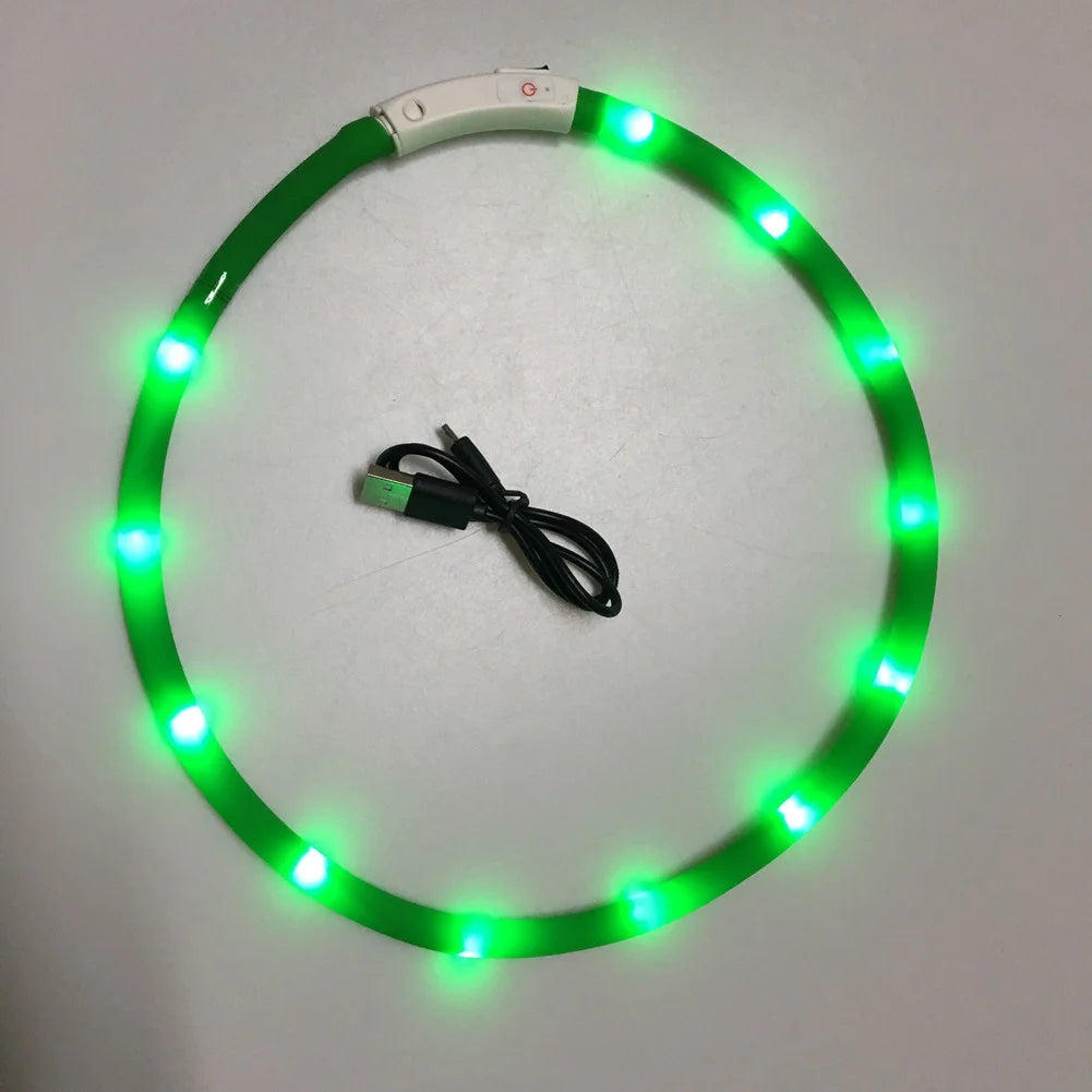 LED Dog Collar Light Up Dog Collars USB Rechargeable Glow Safety Basic Dog Collars for Large Medium Small Dogs Cats Night