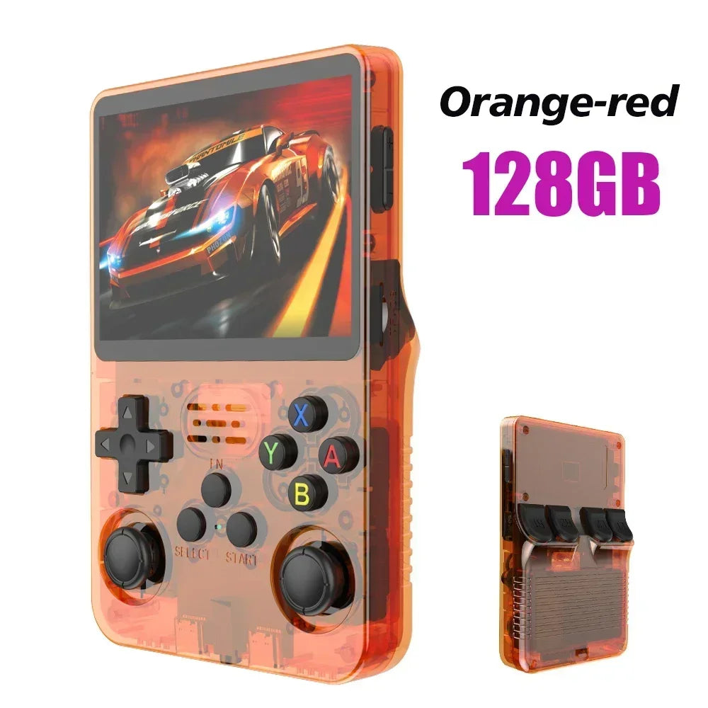 R36S Portable Video Game Console 128GB Orange IPS Screen Linux System 64GB with 15000 Retro Games Pocket Handheld Player