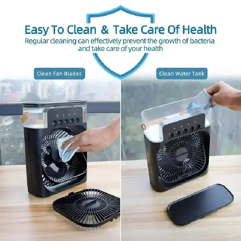 Water Mist Electric Fan Air Humidifier LED Night Light Suitable for Families Portable Air Conditioner Triple Cooler Cooling Home