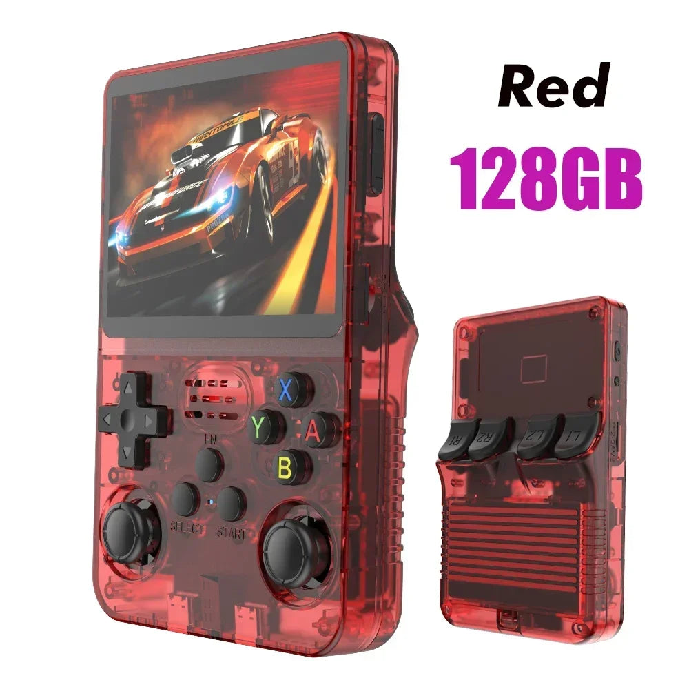 R36S Portable Video Game Console 128GB Orange IPS Screen Linux System 64GB with 15000 Retro Games Pocket Handheld Player