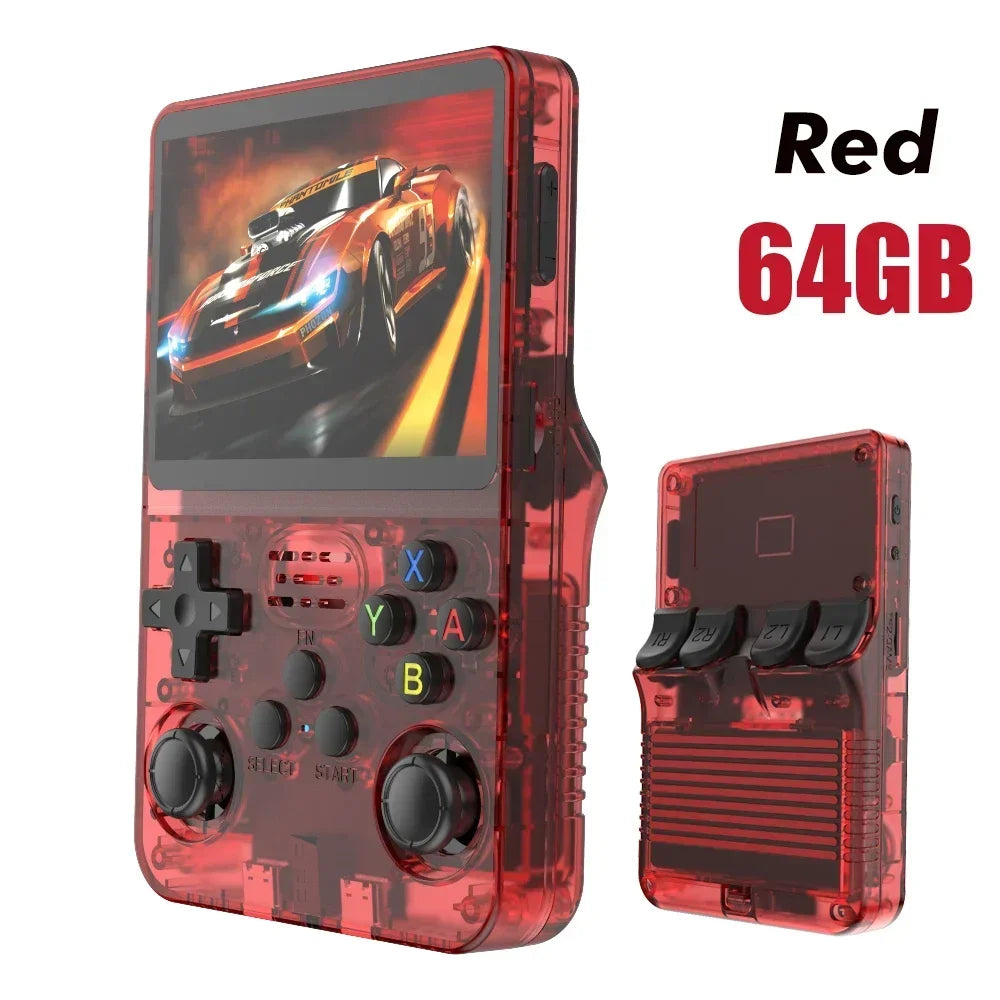 R36S Portable Video Game Console 128GB Orange IPS Screen Linux System 64GB with 15000 Retro Games Pocket Handheld Player