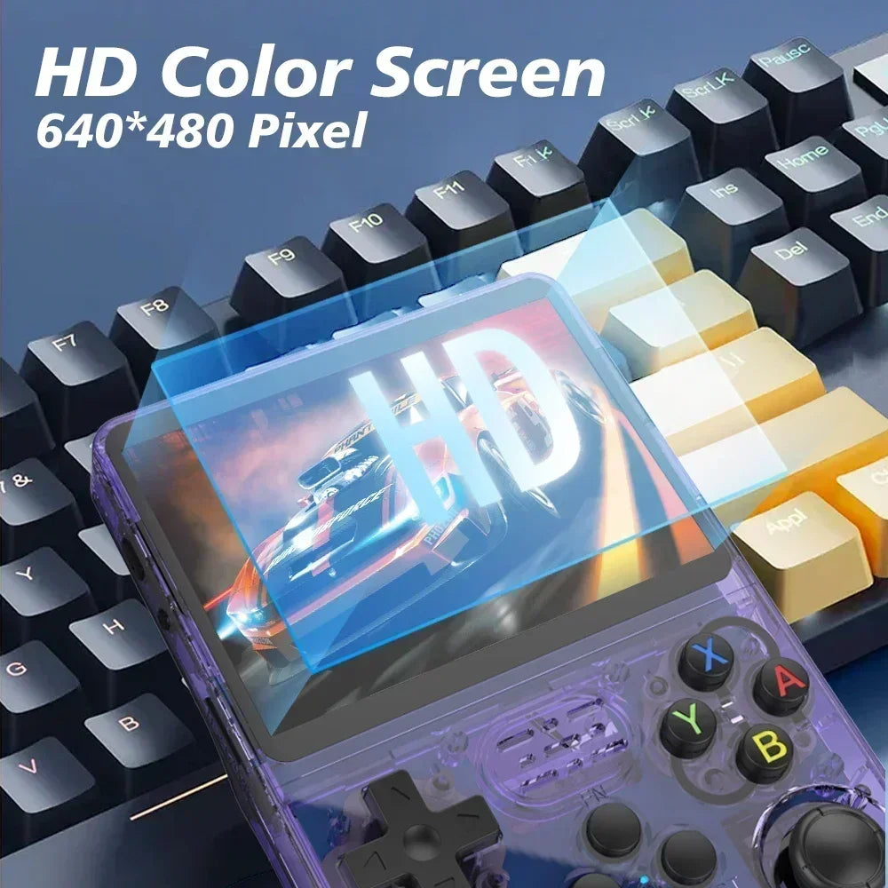 R36S Portable Video Game Console 128GB Orange IPS Screen Linux System 64GB with 15000 Retro Games Pocket Handheld Player