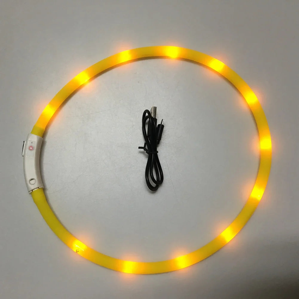 LED Dog Collar Light Up Dog Collars USB Rechargeable Glow Safety Basic Dog Collars for Large Medium Small Dogs Cats Night