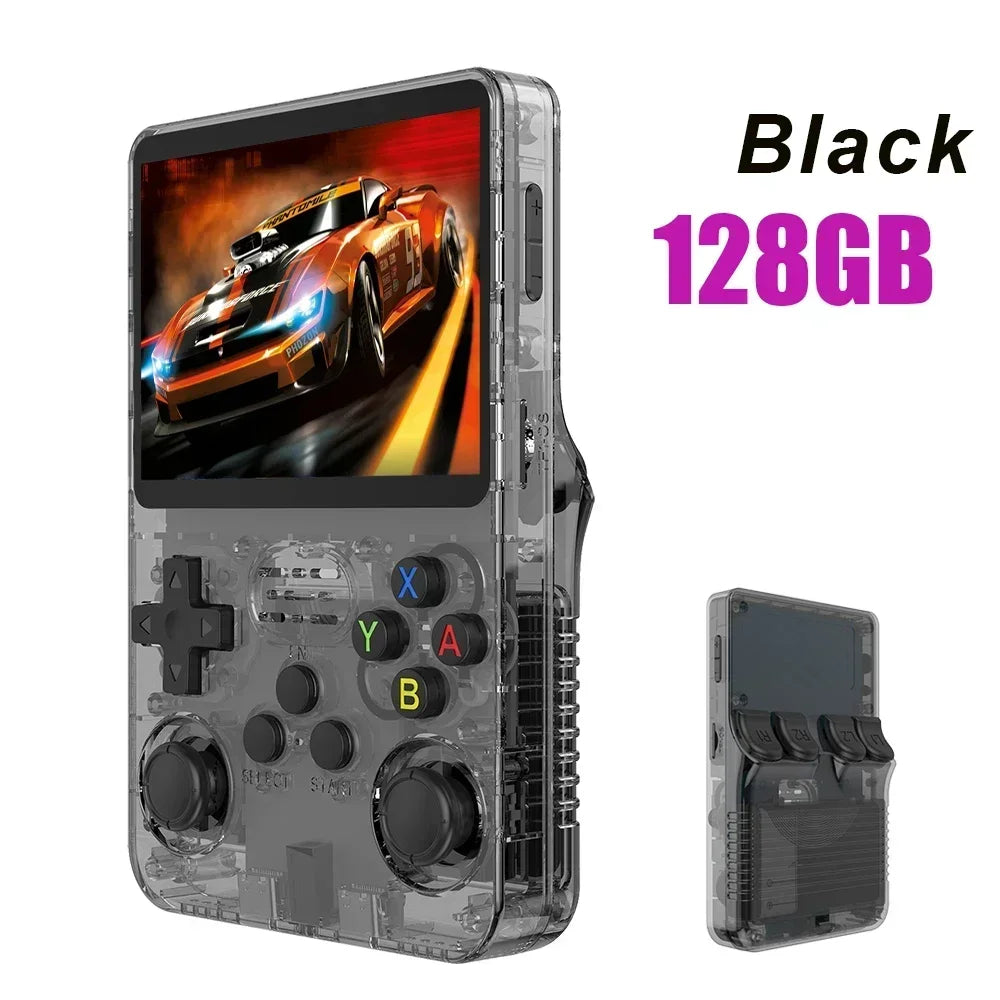 R36S Portable Video Game Console 128GB Orange IPS Screen Linux System 64GB with 15000 Retro Games Pocket Handheld Player