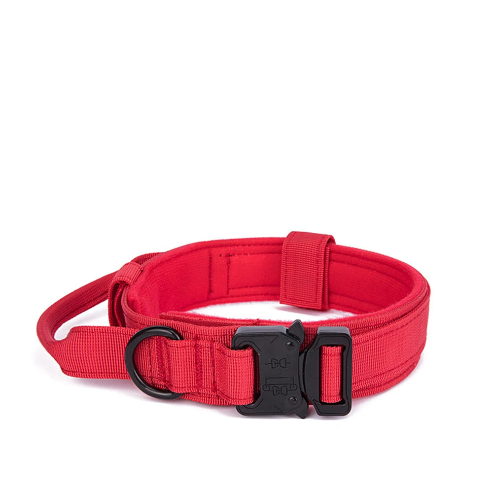 Durable Nylon Pet Dog Collar Leash Set Reflective Tactical Training Harness Large Dog Quick Release Solid Color Collars for Dogs