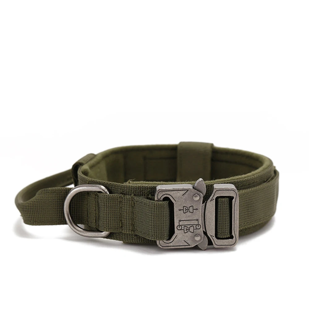 Durable Nylon Pet Dog Collar Leash Set Reflective Tactical Training Harness Large Dog Quick Release Solid Color Collars for Dogs