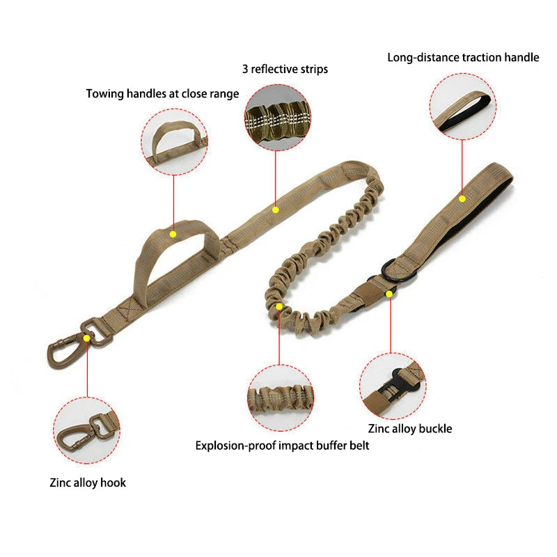 Durable Nylon Pet Dog Collar Leash Set Reflective Tactical Training Harness Large Dog Quick Release Solid Color Collars for Dogs