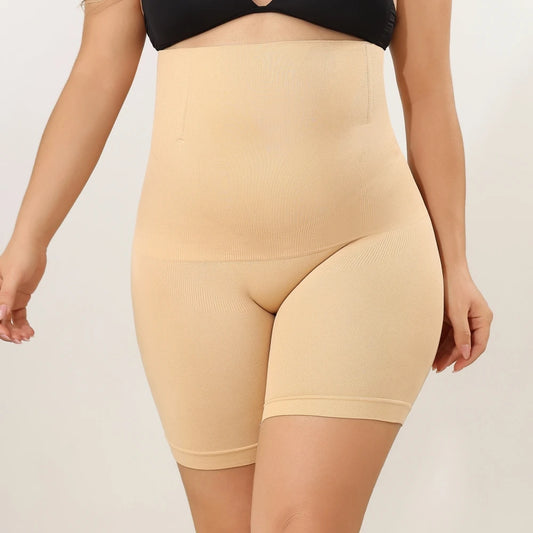 Women's High-Waist Knitted Shapewear Shorts Medium Control Nylon Spandex Blend Eye-Catching Underwear for Enhanced Shape