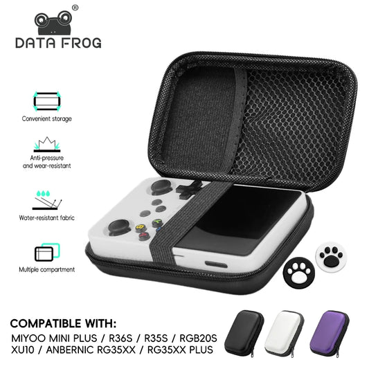 Data Frog Retro Video Game Case EVA Cover for R36S RG35XX R35S Miyoo Mini plus - Protective Bag for Portable Gaming Consoles